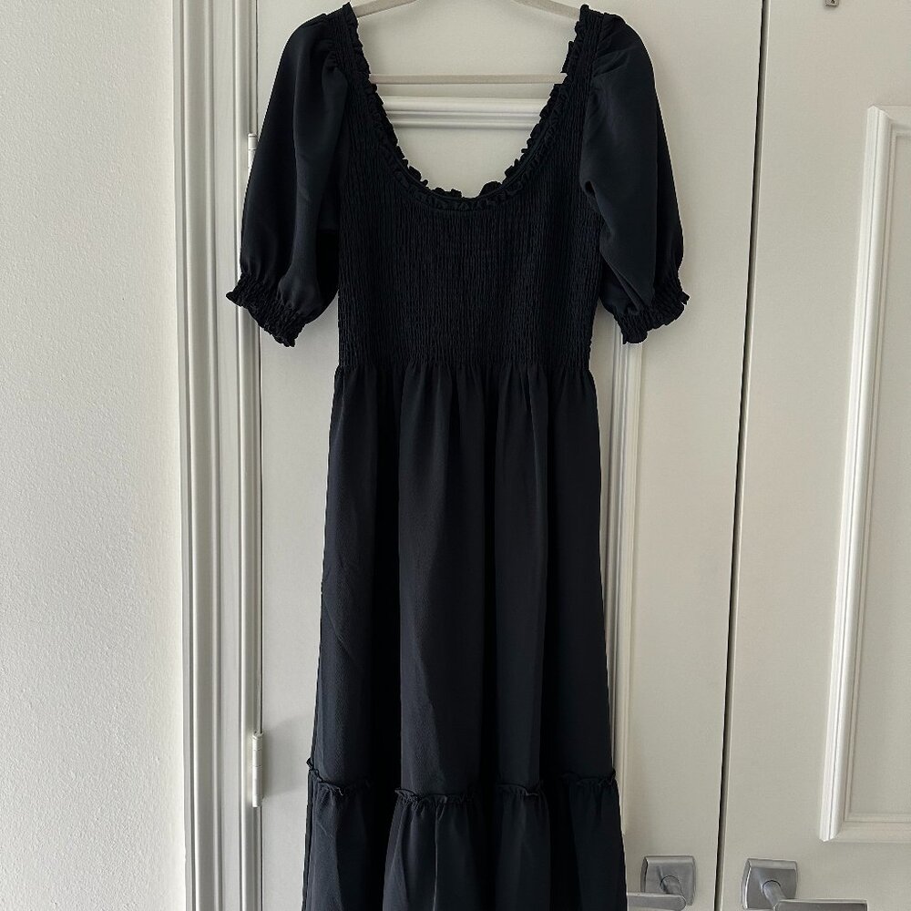 Hill House Louisa Nap Dress in Black Crepe - Size M